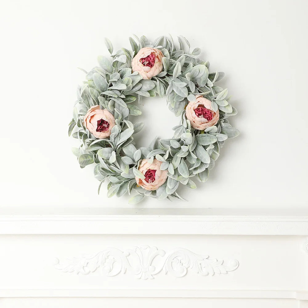 YeeNanee Vibrant Wild Flowers Spring Wreaths for Front Door Artificial Daisy Tulip Lambs Ear Summer Wreath Home Wall Decoration