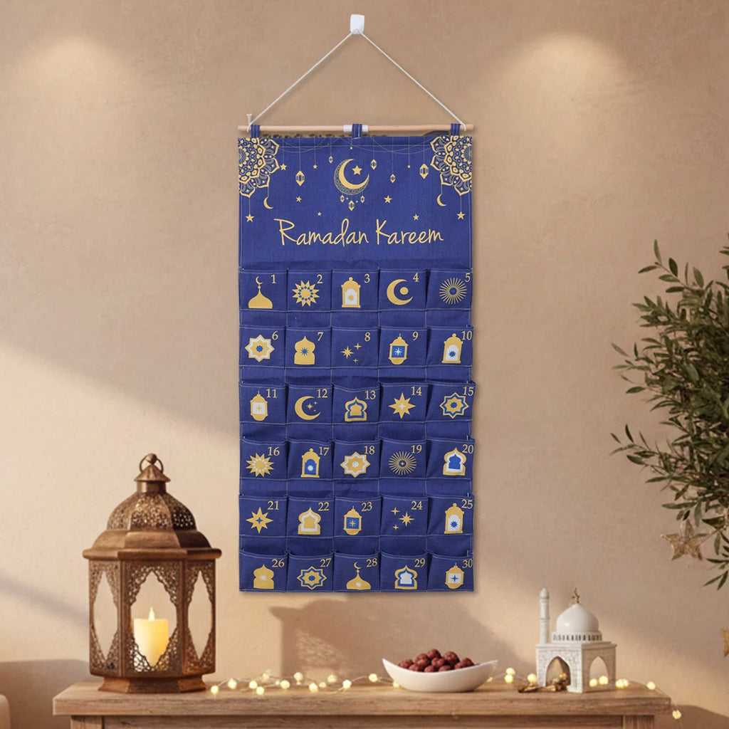 Eid Advent Calendar Ramadan Decoration for Home 2026 Ramadan Kareem Hanging Calendar Islamic Muslim Eid Al Adha Party Supplies