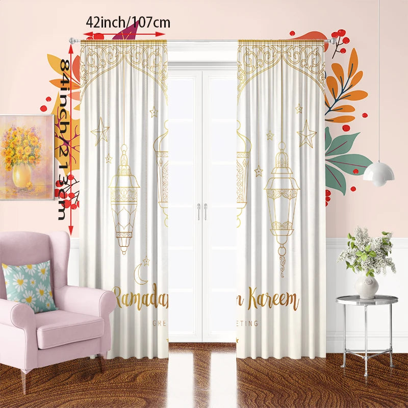 2PCS- Ramadan Auspicious - Ramadan curtain - Living room - Bedroom decorative curtain
