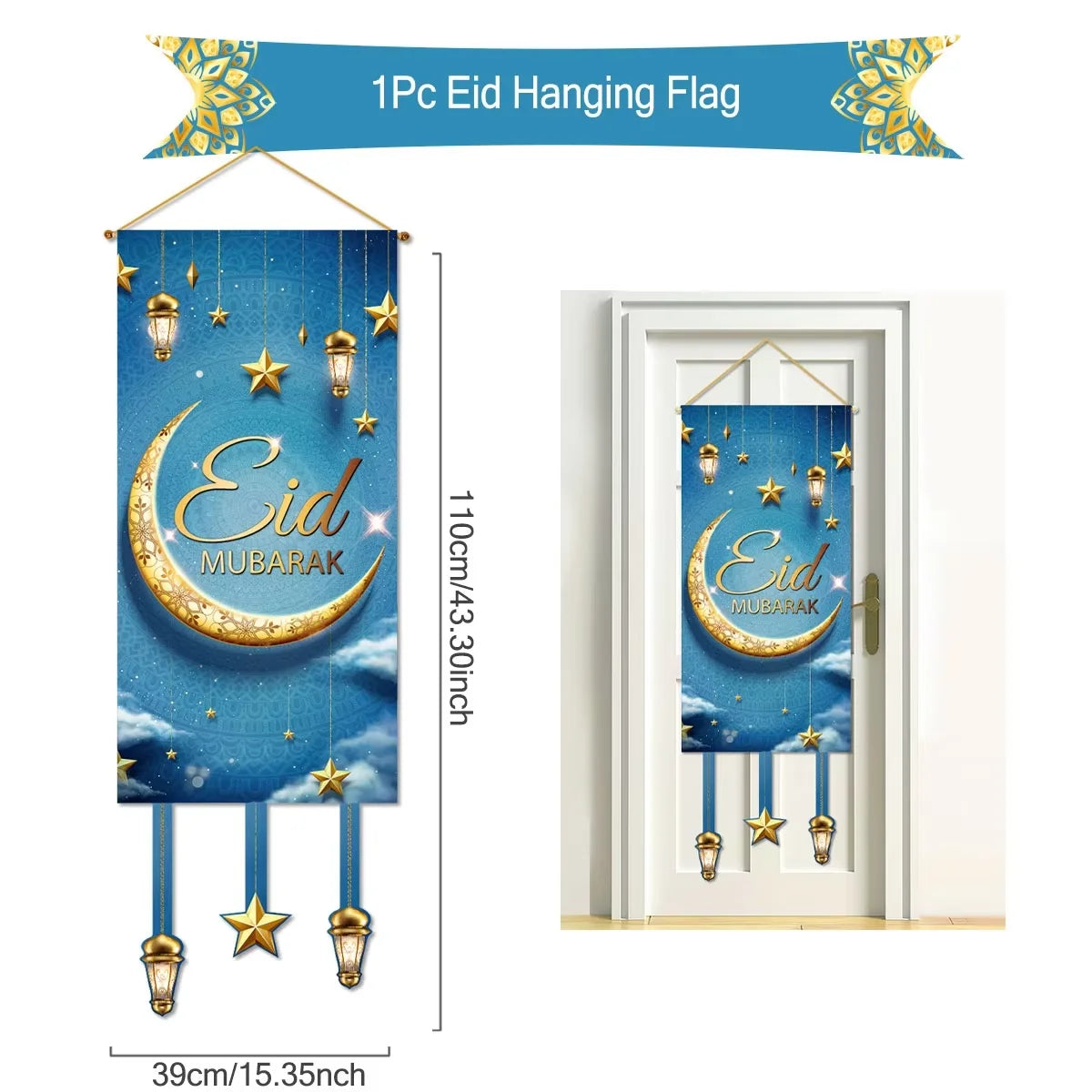Eid Mubarak Decoration Hanging Flag Eid Mubarak Decor 2025 for Home Islamic Muslim Party Decor Ramadan Kareem Eid Al-Fitr Gift