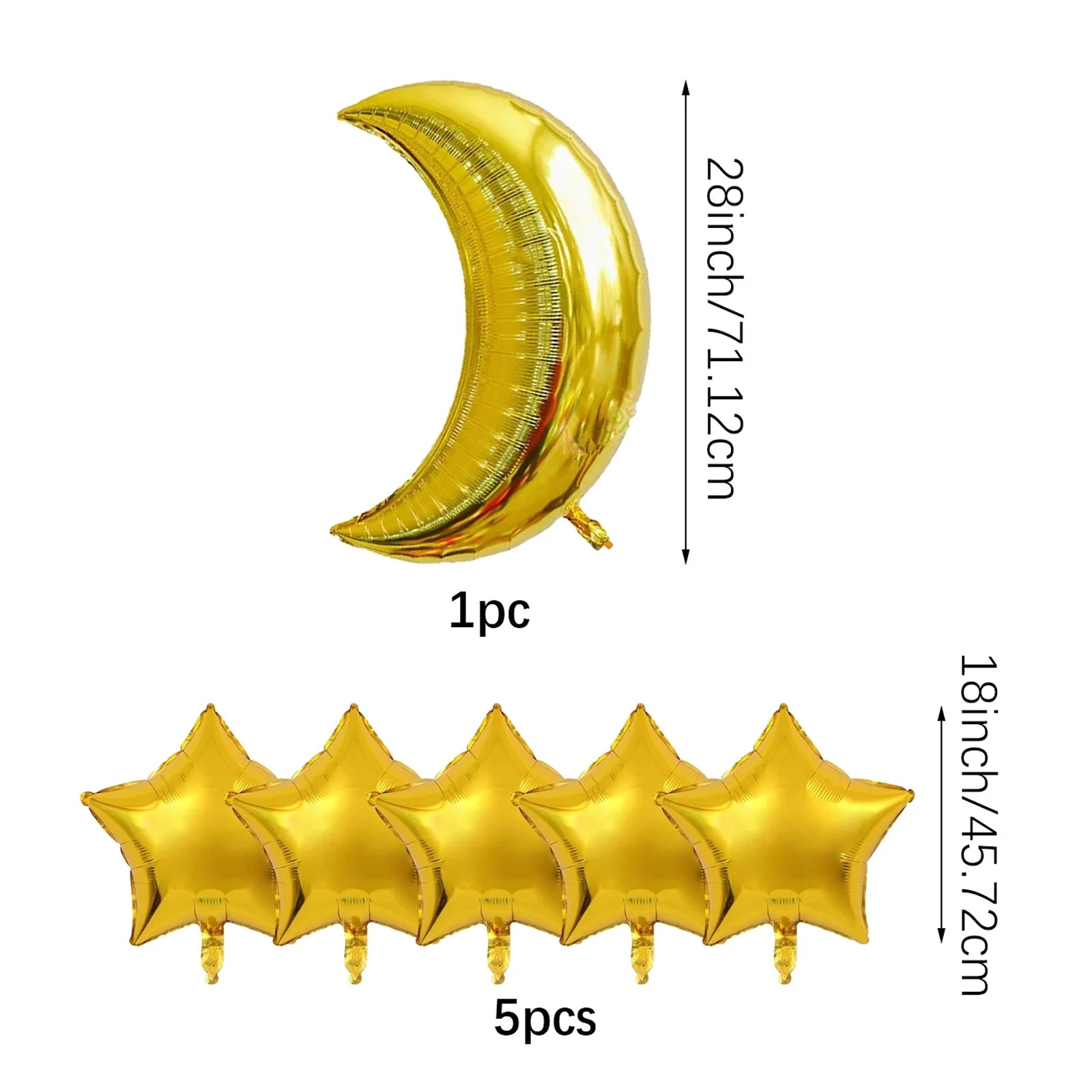 6pcs Moon and Star Balloon Set, Eid al Fitr Balloon Decoration, Family Ramadan Party Decoration, Ramadan Event Decoration
