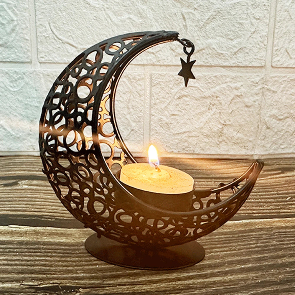 Eid Mubarak Candle Holder Moon Candle Holder Home Islamic Muslim Party Decor Ramadan Candlestick Holder Eid Mubarak Table Decor