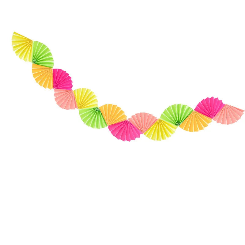 Green Red Colorful Folding Fan Hanging Paper Garlands Backdrops for Birthday Wedding New Year Festival Party Shop Decorations