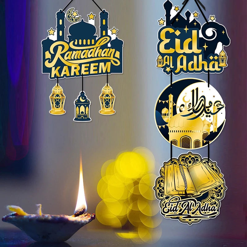 Eid Party Decorations Hanging Pendants Paper Ramadan Hanging Decorations for Wall Door Background Party Drop Hanging Ornaments