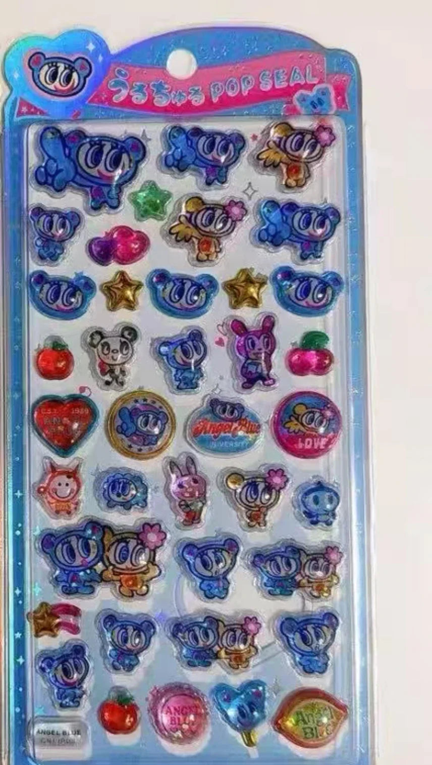 New Angel Blue Wave Water Moisturizing Stickers Japanese 3D Relief Stickers Children's Fairy Decorative Stickers festival gifts