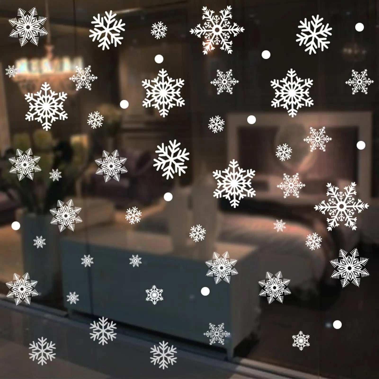 Christmas Snowflake Window Flowers PVC Electrostatic Stickers for Glass Reusable Winter Decorative Stickers