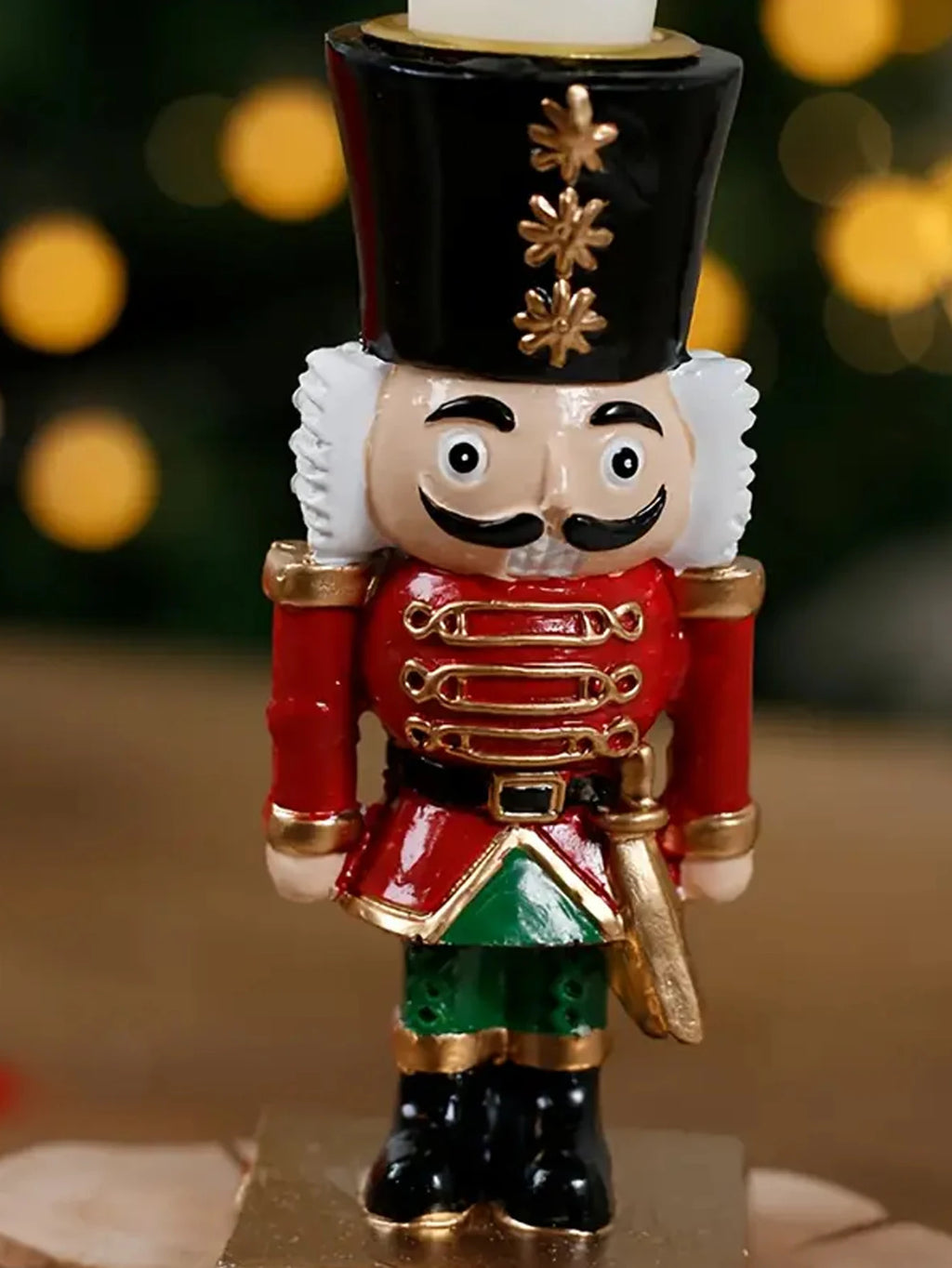 Nutcracker Candle Holder Adorable Figurine Tabletop Christmas Decor Festive Home Decoration Holiday Shelf Table Centerpiece