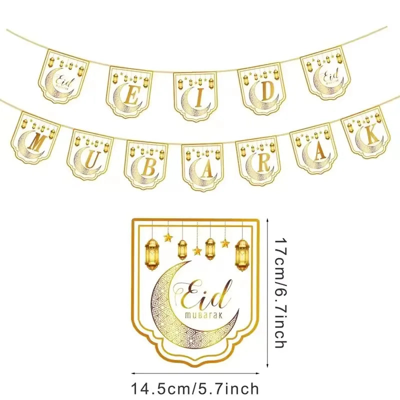 Umrah Mubarak Banners EID Mubarak Decoration 2025 for Home Bunting Banner Ramadan Kareem Islamic Muslim Party Eid Al Adha Gifts
