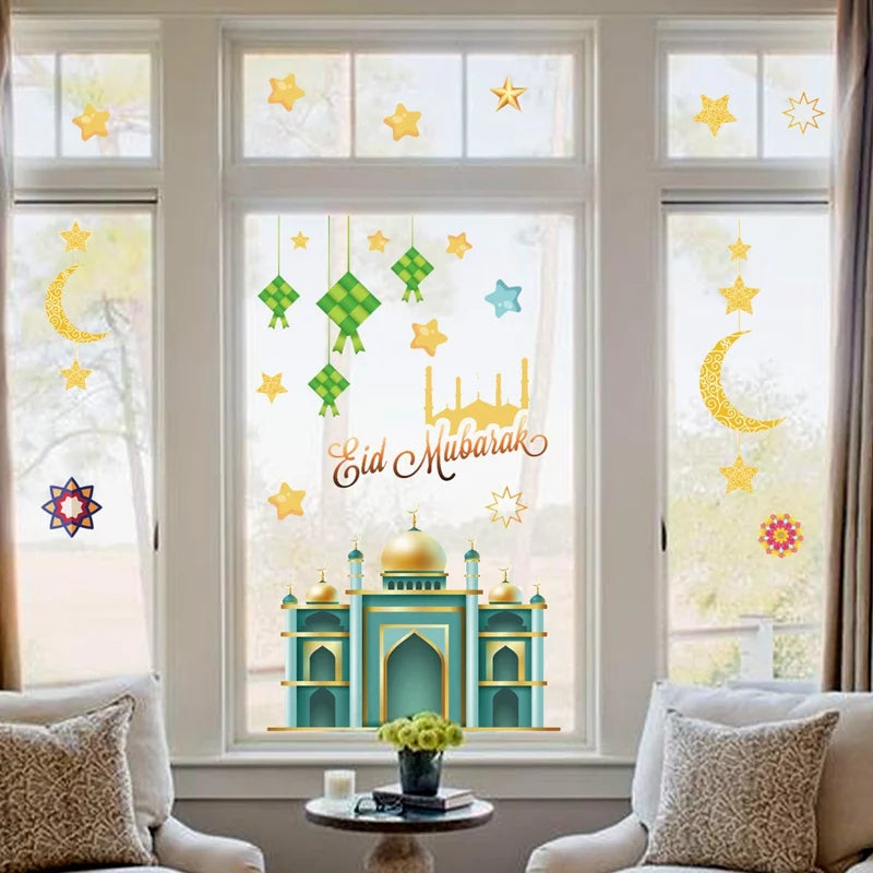 Eid Mubarak Wall Stickers Kareem Ramadan Decoration 2025 For Home Islamic Muslim Party Decor Mubarak Ramadan Window Sticker Gift