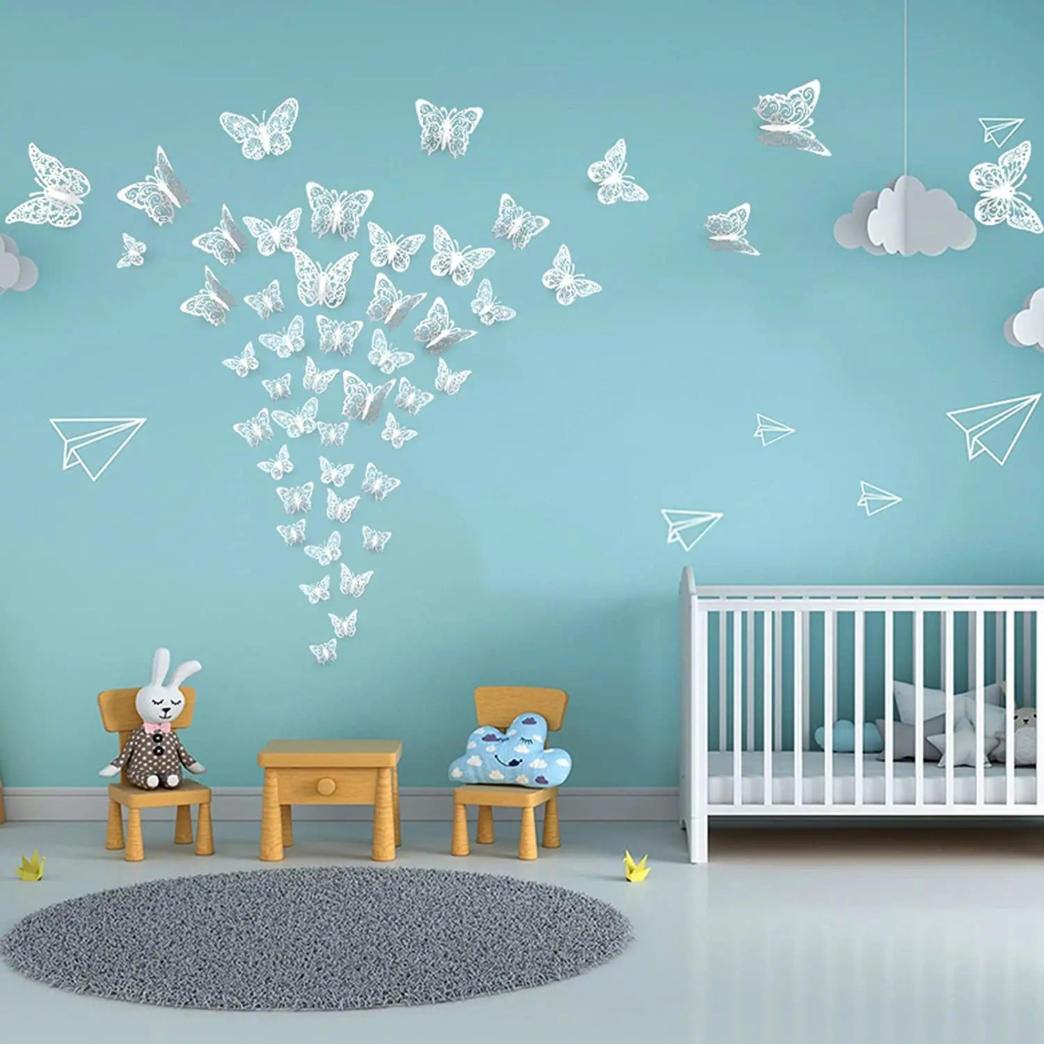 12Pcs Fashion 3D Hollow Butterfly Creative Wall Sticker For DIY Wall Stickers Modern Wall Art Home Decorations DIY Gift