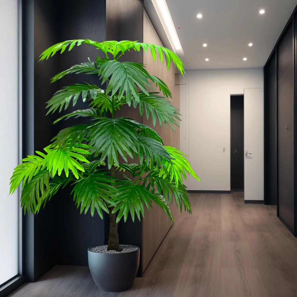 1Pcs 33 Leaves 100cm/39.37inch Realistic Artificial Palm Tree with UV Resistance for Home, Office, Indoor and Garden Decoration