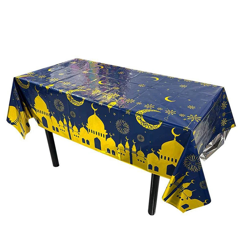 Mubarak Moon Star Foil Balloon Eid Mubarak Party Decorations Ramadan Dinner Table Decor Islamic Party tablecloth Supplies