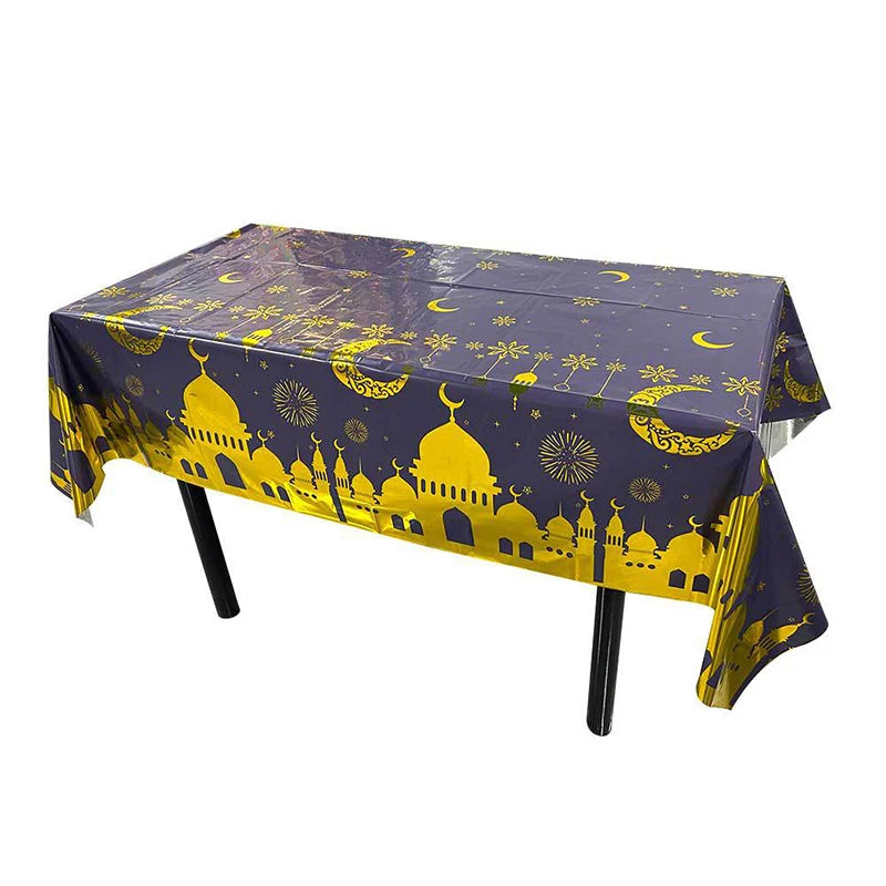 Eid Mubarak Party Decorations Mubarak Moon Star Foil Balloon Ramadan Dinner Table Decor  Islamic Party tablecloth Supplies