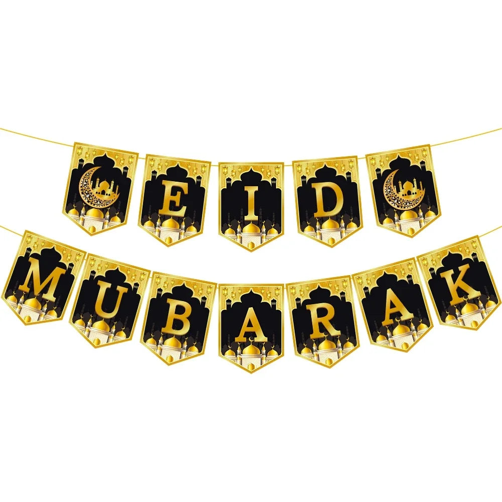 Vibrant Eid Party Decorations Ramadan Flags Banners Moon Star Hanging Decor for Creating A Festive Atmosphere in Home Yard