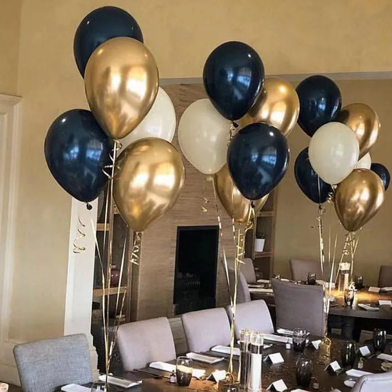 18pcs Chrome Gold Navy Blue White Latex Balloons Birthday Party Decorations Kids Adult Boy Girl Baby Shower Wedding Supplies