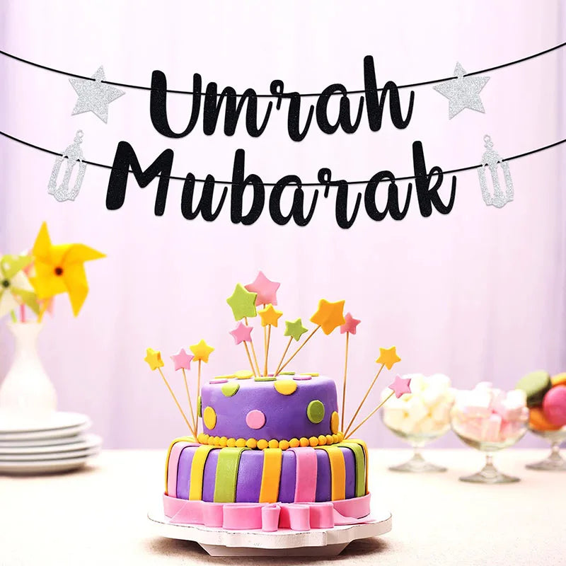 Umrah Mubarak Banners omra mubarak Islamic Eid Celebration Party hajj Decorations