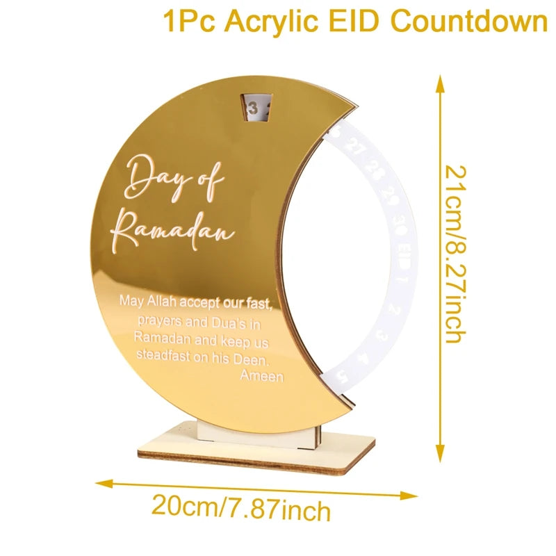 Acrylic Ramadan Countdown Calendar Ornaments Gifts Eid Mubarak Ramadan Decor For Home 2025 Kareem Islam Muslim Party Supplies