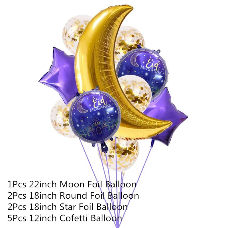 10Pcs Eid Umrah Mubarak Latex Balloon Ramadan Kareem Festival Muslim Islamic Ramadan Party Eid Al-Firt Home Decoration Supplies