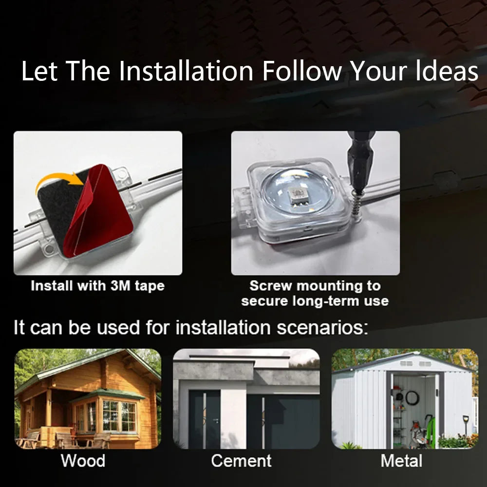 300FT Permanent Outdoor RGB Lights IP67 Waterproof Smart Eave Light DIY Scenes for House Roof Decor Christmas Holiday Daily