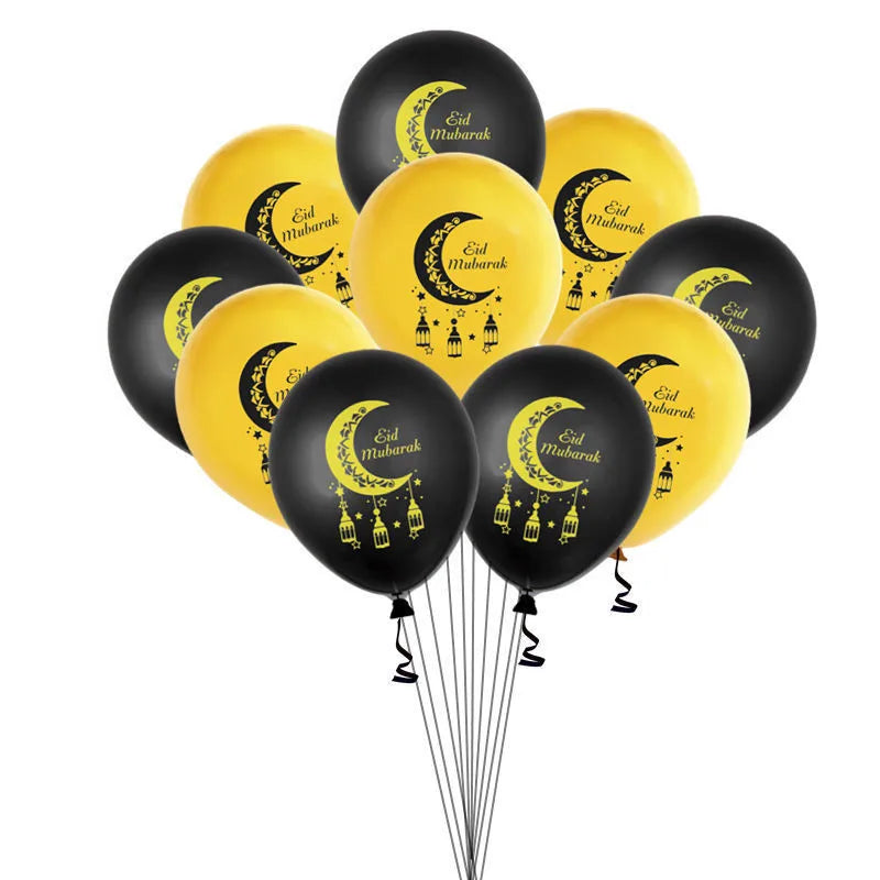 Eid Mubarak Latex Balloon Ramadan Kareem Moon Star Castle Decoration Air Globos Islamic Party Ramadan Mubarak Balloon Eid Gifts