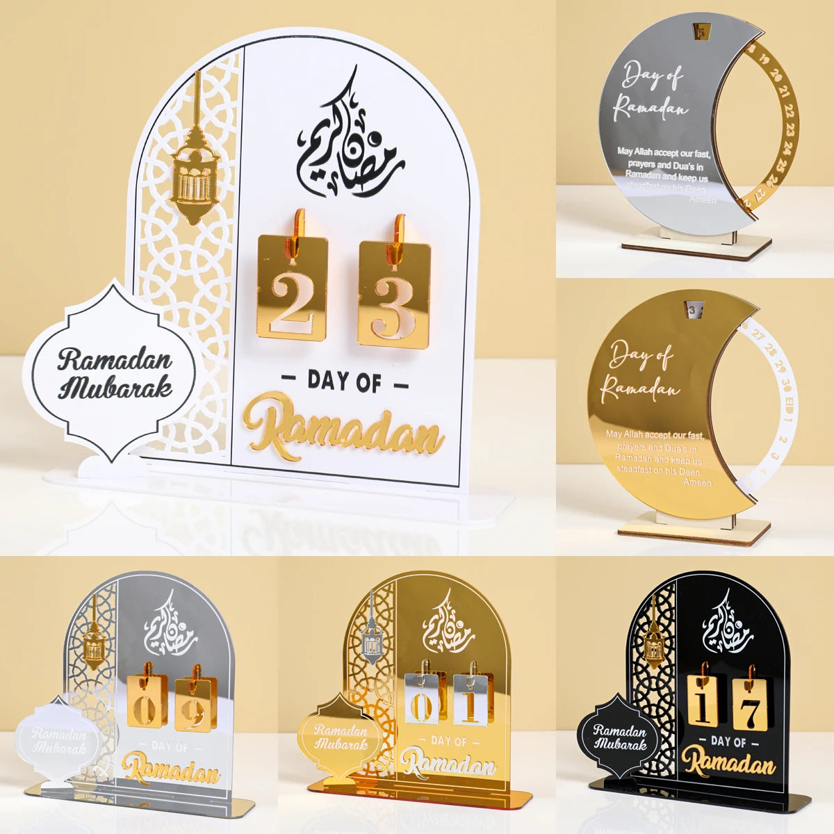 Acrylic Ramadan Countdown Calendar Ornaments Gifts Eid Mubarak Ramadan Decor For Home 2025 Kareem Islam Muslim Party Supplies