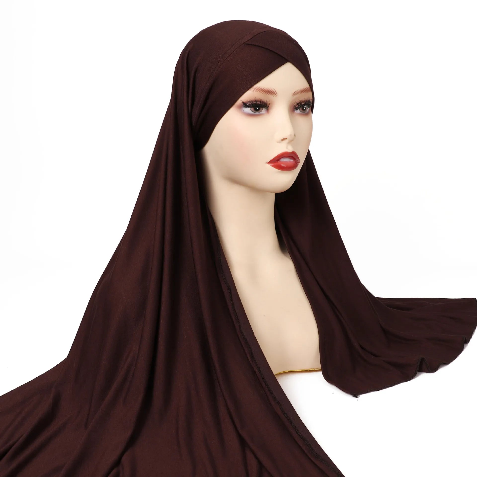 Women Turban Modal Jersey Hijab Lightweight Soft Forehead Cross Instant Hijab Shawls and Wraps Muslim Stretch Head Scarf Mujer