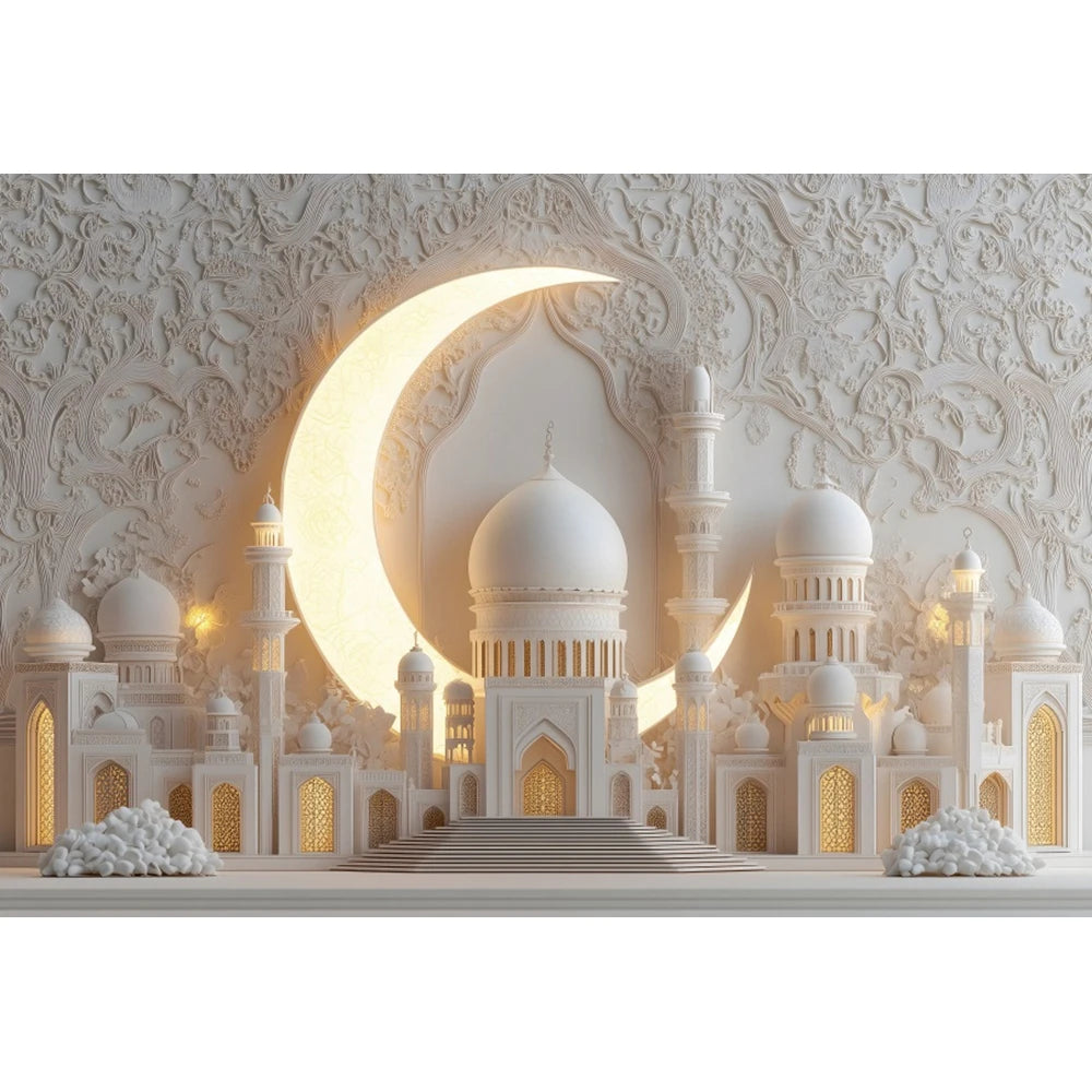 Eid Mubarak Backdrop Islamic Mosque Ramadan Aladdin Moroccan Golden Moon Lantern 2026Muslim Kareem Al Fitr Festival Photo Banner
