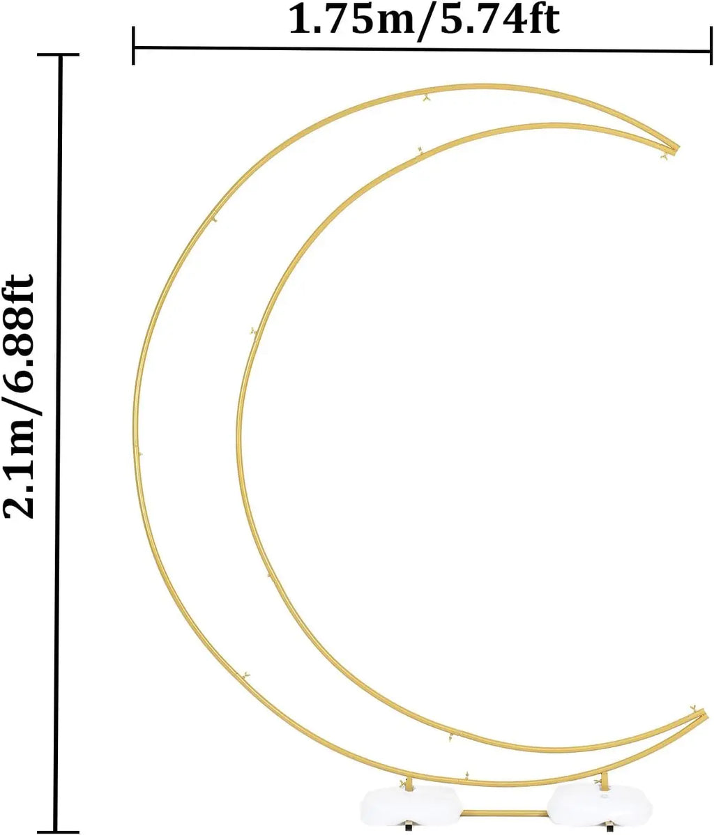 6.9ft Balloon Arch Stand Curved Wedding Arch Backdrop Stand Moon Arch for Ceremony Birthday Party(Gold)