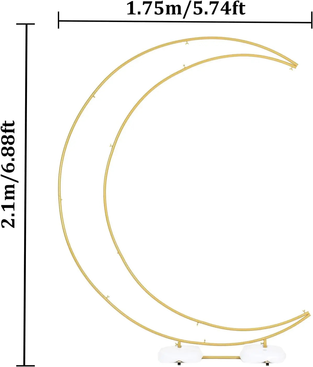 6.9ft Balloon Arch Stand Curved Wedding Arch Backdrop Stand Moon Arch for Ceremony Birthday Party(Gold)