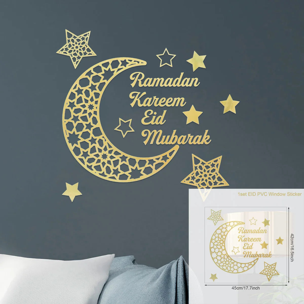 Eid Mubarak Wall Stickers Kareem Ramadan Decoration 2025 For Home Islamic Muslim Party Decor Mubarak Ramadan Window Sticker Gift