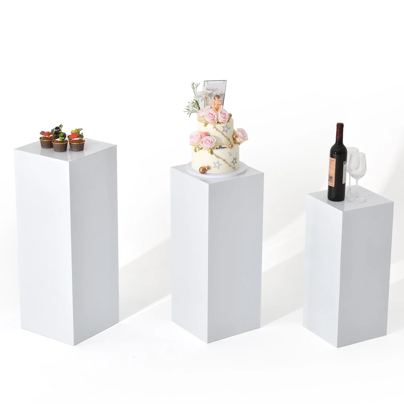 6PCS Metal Display Pedestal Stand for Birthday White Pedestal Stands Pillar for Wedding Dessert Table Display Stand Column Decor