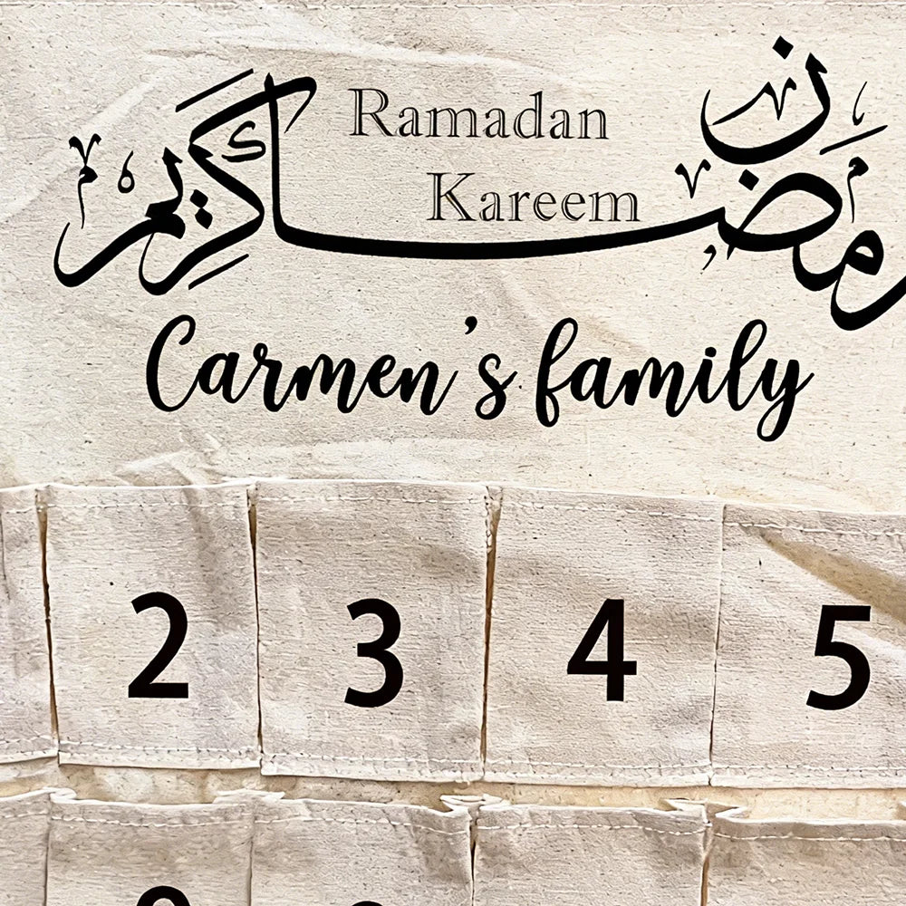 30 day personalized name Ramadan kareem Advent Calendar for Muslim Islamic eid gift kid al Fitr Wall Hanging Home decoration