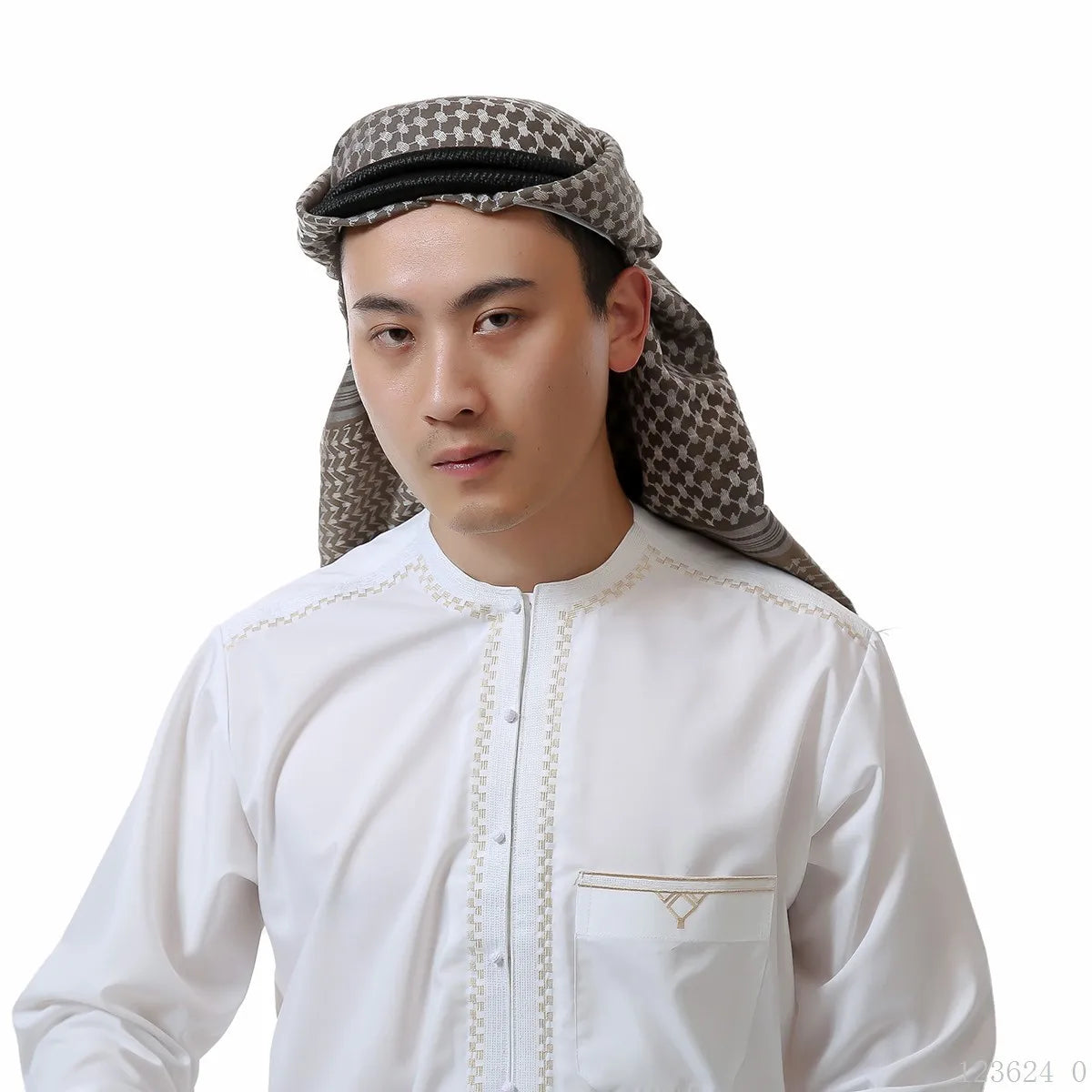 Men Muslim Head Scarf Saudi Arab Dubai Traditional Islamic Clothing Male Headscarf Hijab Plaid Turban Shemagh Gutra Prayer Wear