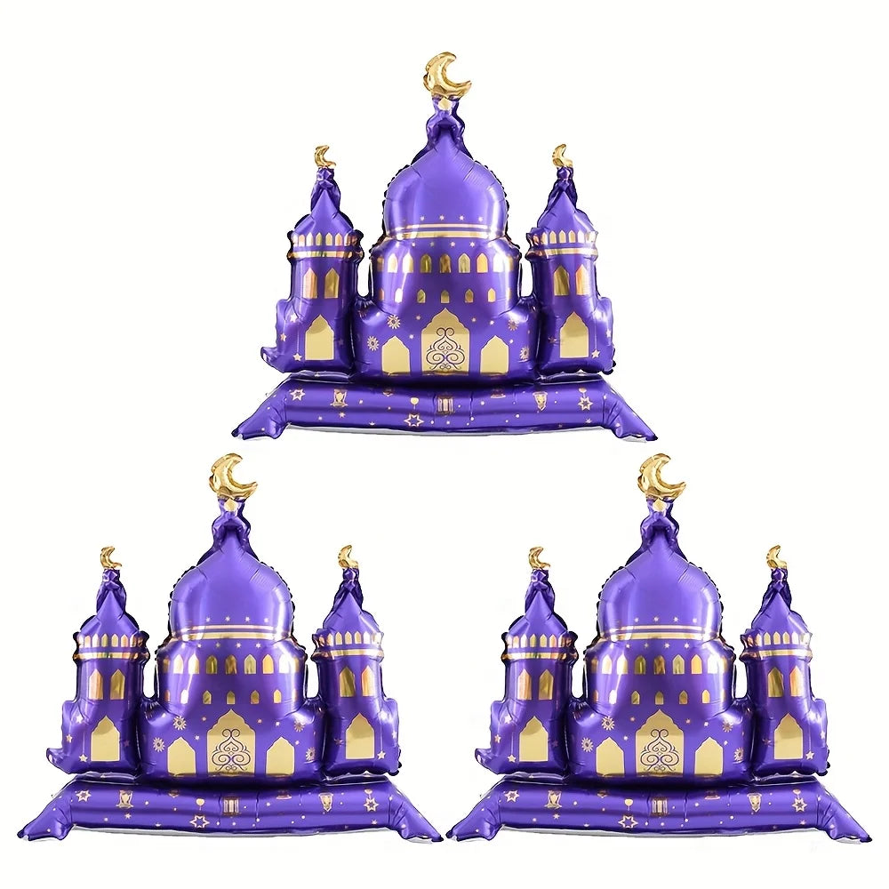 Black Purple Hajj Mubarak Star Moon Aluminum Foil Balloon Set Eid Mubarak Islamic Muslim Festival Pilgrimage Party Decor Balloon