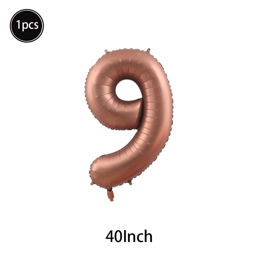 Caramel/Chocolate/Cream Number Balloon Star Heart Foil Helium Ball Kids Adult Girl Birthday Wedding Anniversary Party Decoration