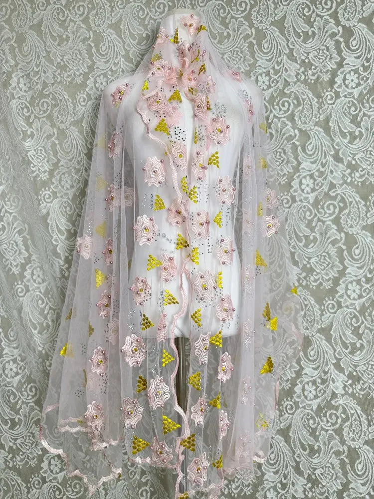 3D Stone New Dubai Scarf For Muslim Women African voile stone big Hijab Islam Hijab Pashmina Turban Headscarf Embroidery Shawls