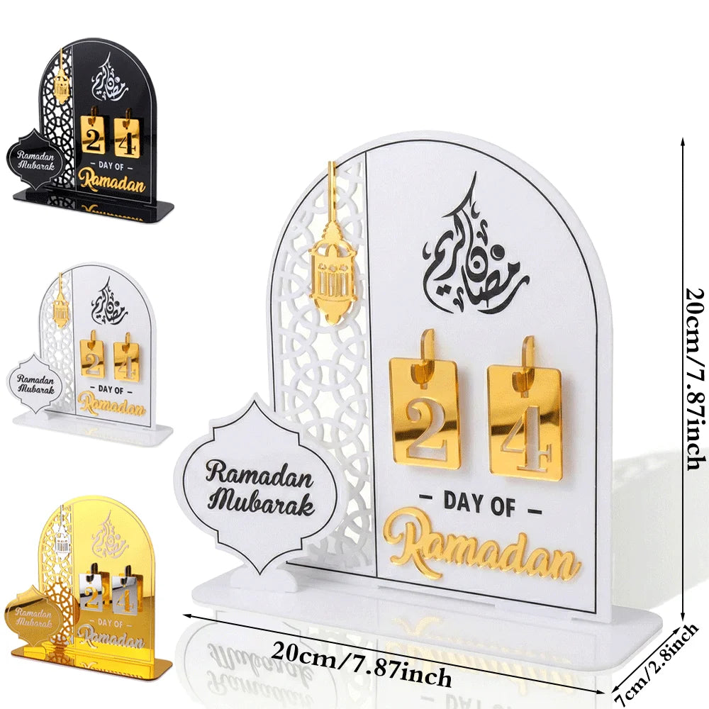 DIY Ramadan Advent Calendar Acrylic Eid Mubarak Countdown Calendar Table Decor for Arabic Muslim Islamic Ramadan Decoration 2026