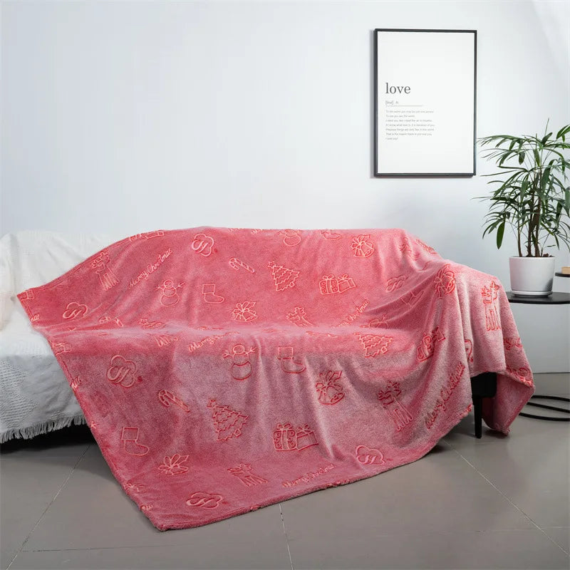 Magical Luminous Flannel Throw Blankets Night Fluorescent Fluffy Kids Blanket Star Moon Warm Sofa Bedspread Nap Leisure Covering