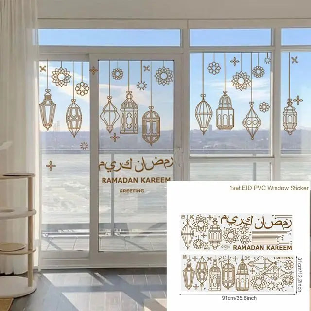 Eid Mubarak 2024 Window Stickers Ramadan Decorations for Home Islamic Ramadan Kareem Muslim Party Decor Eid Mubarak Gift Al Adha