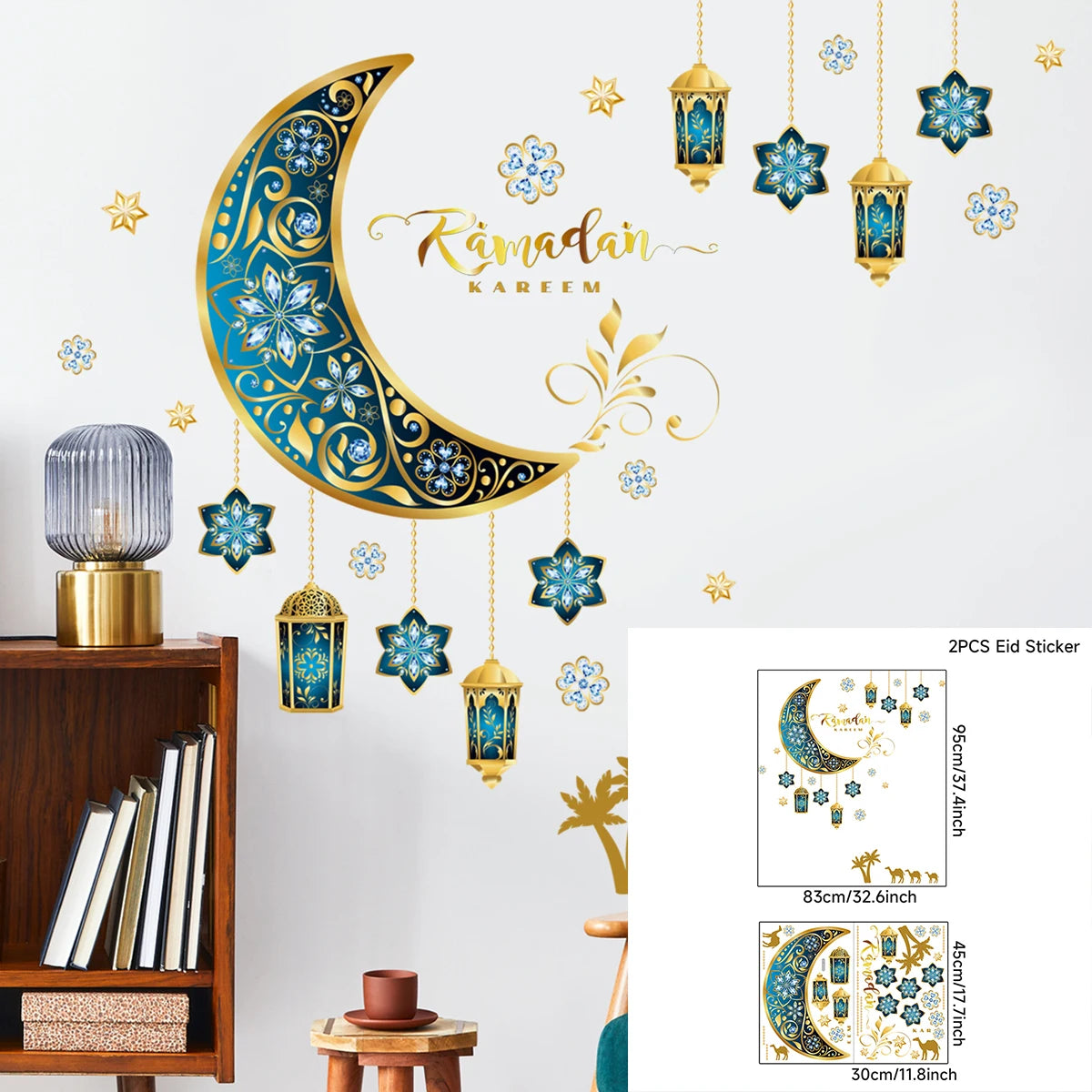 Eid Mubarak Window Sticker 2025 Kareem Ramadan Decor for Home Ramadan Mubarak Wall Sticker Islamic Muslim Wall Decals Decor