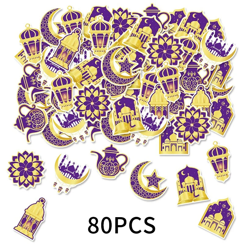 Muslim Eid Ramadan Party Gift Label Ramadan DIY Moon Stickers Eid Al-Fitr Festival Party Hanging Decor