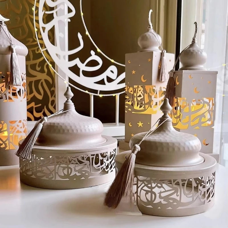 Super 2026 Ramadan Decoration Eid al-Fitr Metal Tray Modern Plate Muslim Family Table Box Decoration