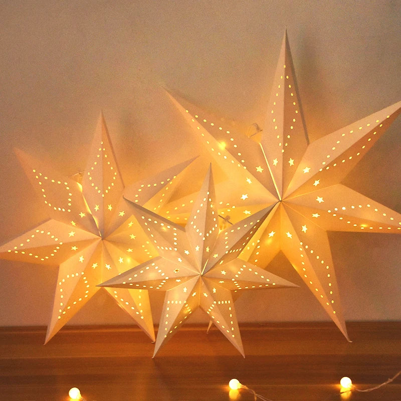 30-60cm Hollow Star Lights Eid Mubarak LED Star Lantern Pendants Ramadan Wedding Decoration Islamic Muslim Party Home Decor Gift