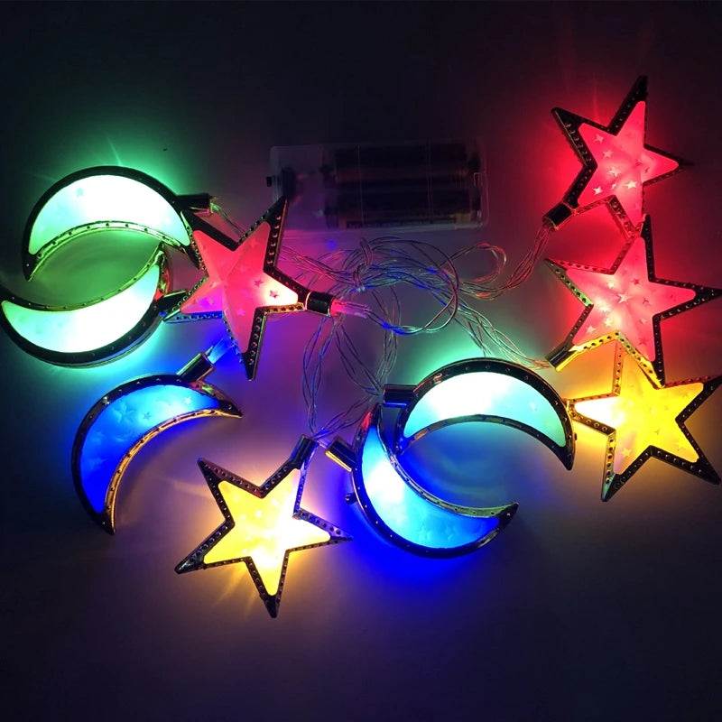 Moon Star Led String Lights EID Mubarak Ramadan Kareem Decoration For Home Islam Muslim Event Party Supplies Eid Al-Fitr Decor