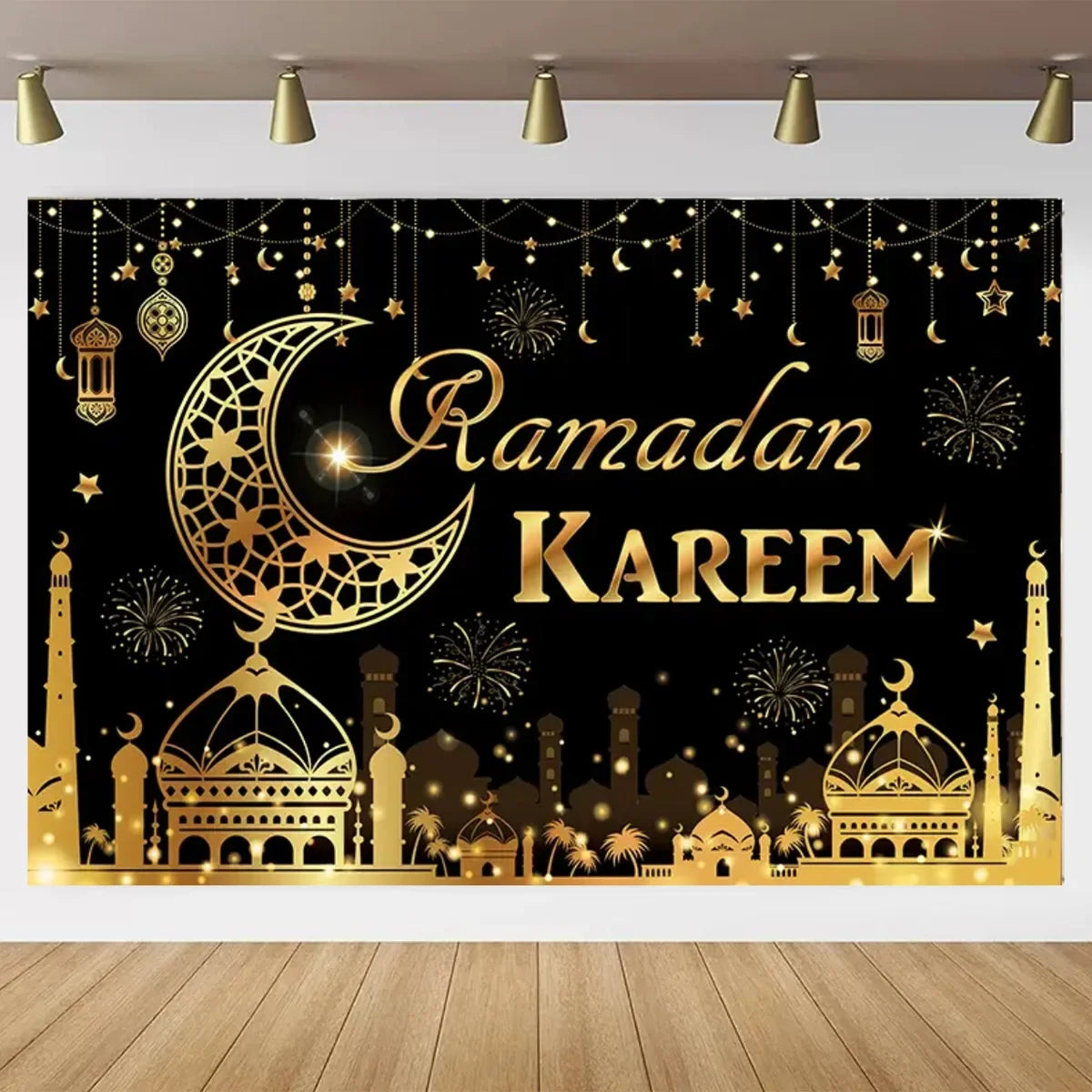 Eid Mubarak Backdrop for Photography EID Al Adha Muslim Ramadan Kareem Moon Lantern Islamic Eid al-Fitr Photo Background Props