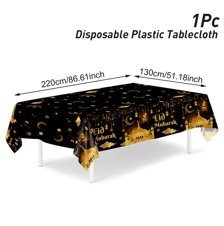 Eid Mubarak Tablecloths Ramadan Decoration 2025 for Home Islamic Muslim Party Decor Ramadan Kareem Tableware Eid Al Adha Gifts