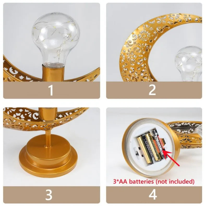 Ramadan Moon Led Light 2026 Eid Mubarak Decoration Metal Lamp for Home Room Ramadan Kareem Islamic Muslim Eid Al Adha Party Gift
