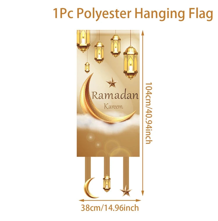 Eid Mubarak Decoration Hanging Flag Eid Mubarak Decor 2025 for Home Islamic Muslim Party Decor Ramadan Kareem Eid Al-Fitr Gift