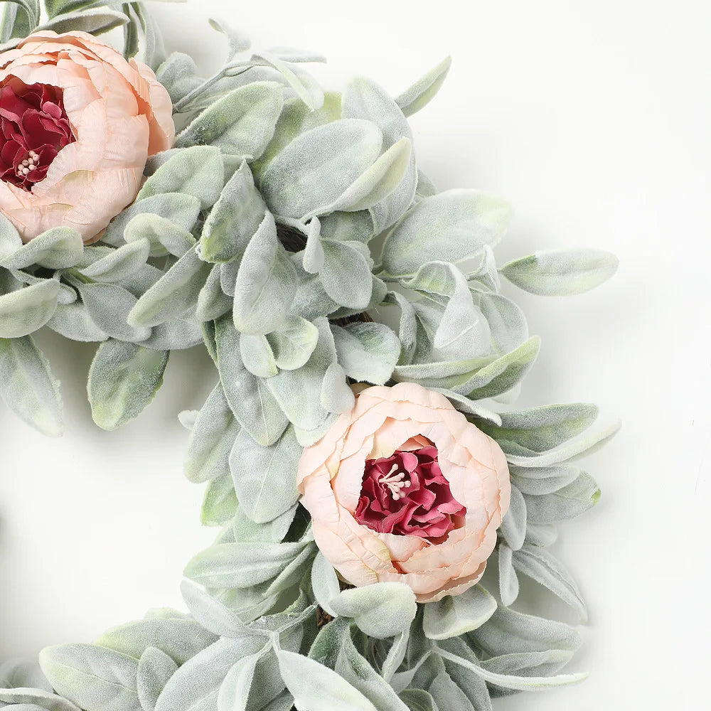 YeeNanee Vibrant Wild Flowers Spring Wreaths for Front Door Artificial Daisy Tulip Lambs Ear Summer Wreath Home Wall Decoration