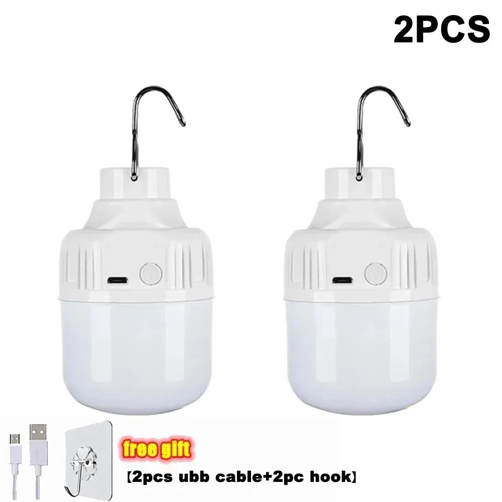 1-10pcs Outdoor USB Rechargeable LED Lamp Bulbs High Brightness Emergency Light Hook Up Camping Portable Lantern Night Lights ﻿